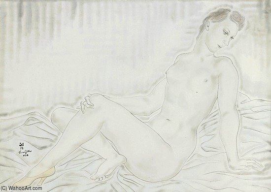Portrait De Femme A La Chaussure Jaune — Léonard Tsuguharu Foujita