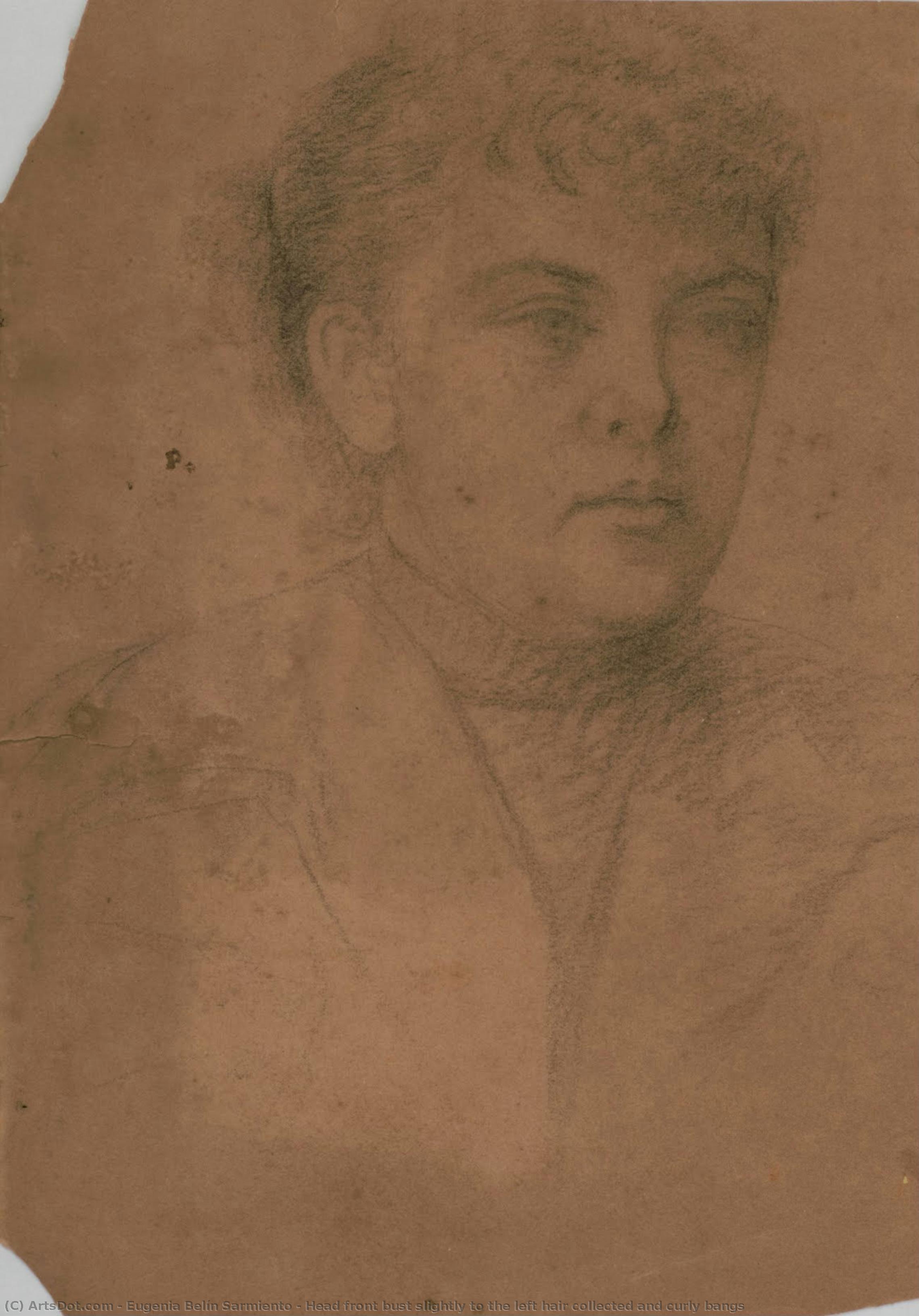 Head Front Bust Slightly To The Left Hair Collected And Curly Bangs — Eugenia Belín Sarmiento