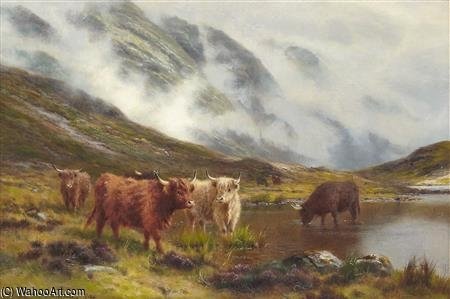 Cattle Watering In A Mountain Loch — Louis Bosworth Hurt