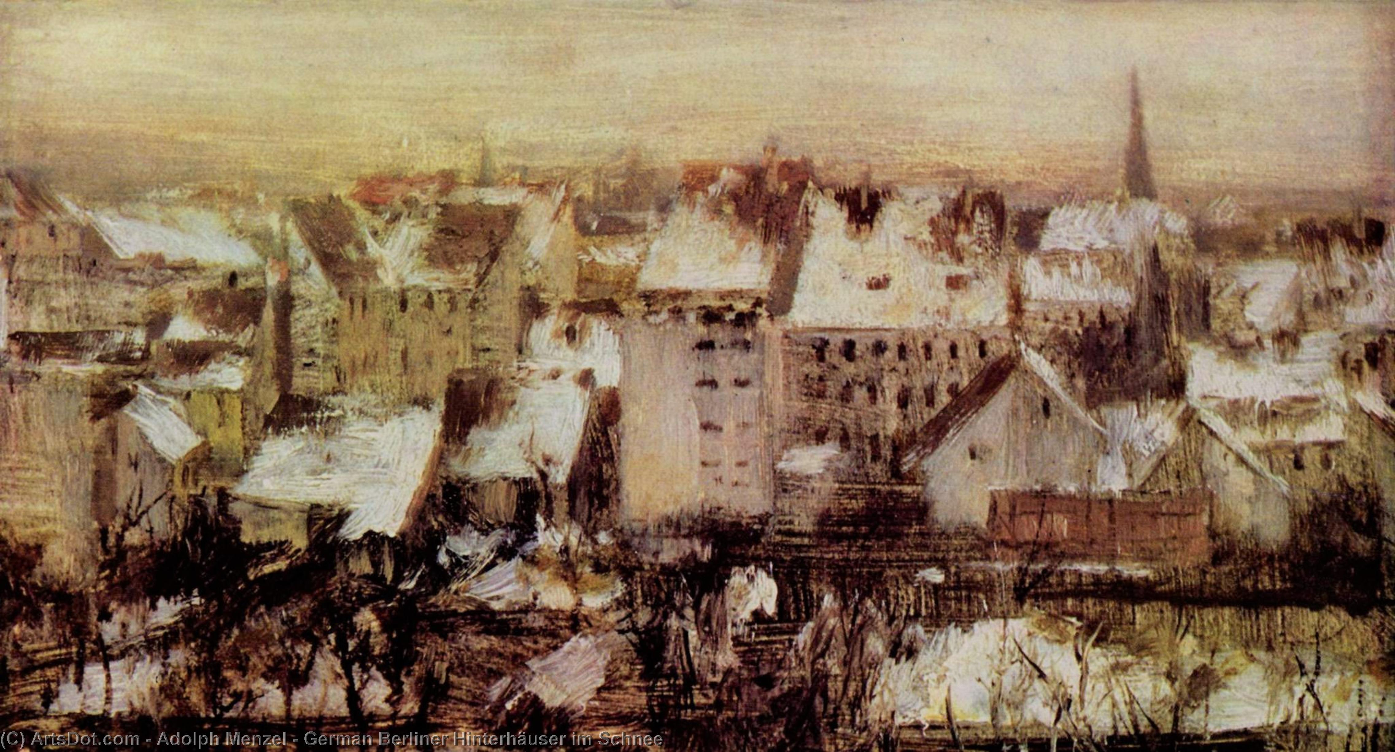 German Berliner Hinterhäuser Im Schnee — Adolph Von Menzel