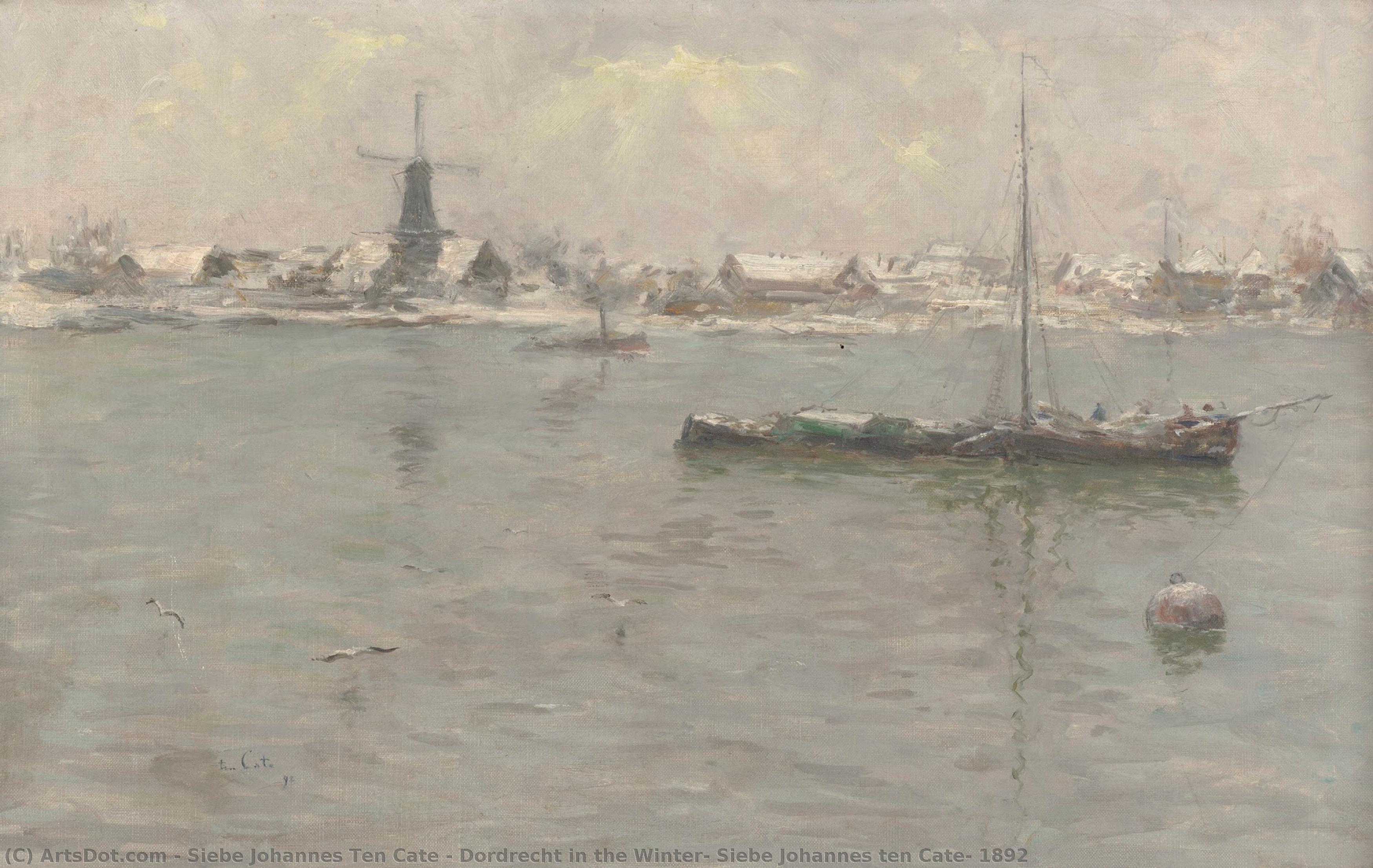 Dordrecht In The Winter, Siebe Johannes Ten Cate, 1892 — Siebe Johannes Ten Cate