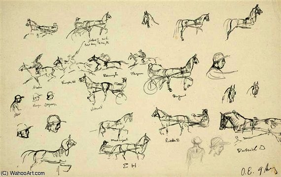 Sketch With Horses And A Jockey — Otto Eerelman