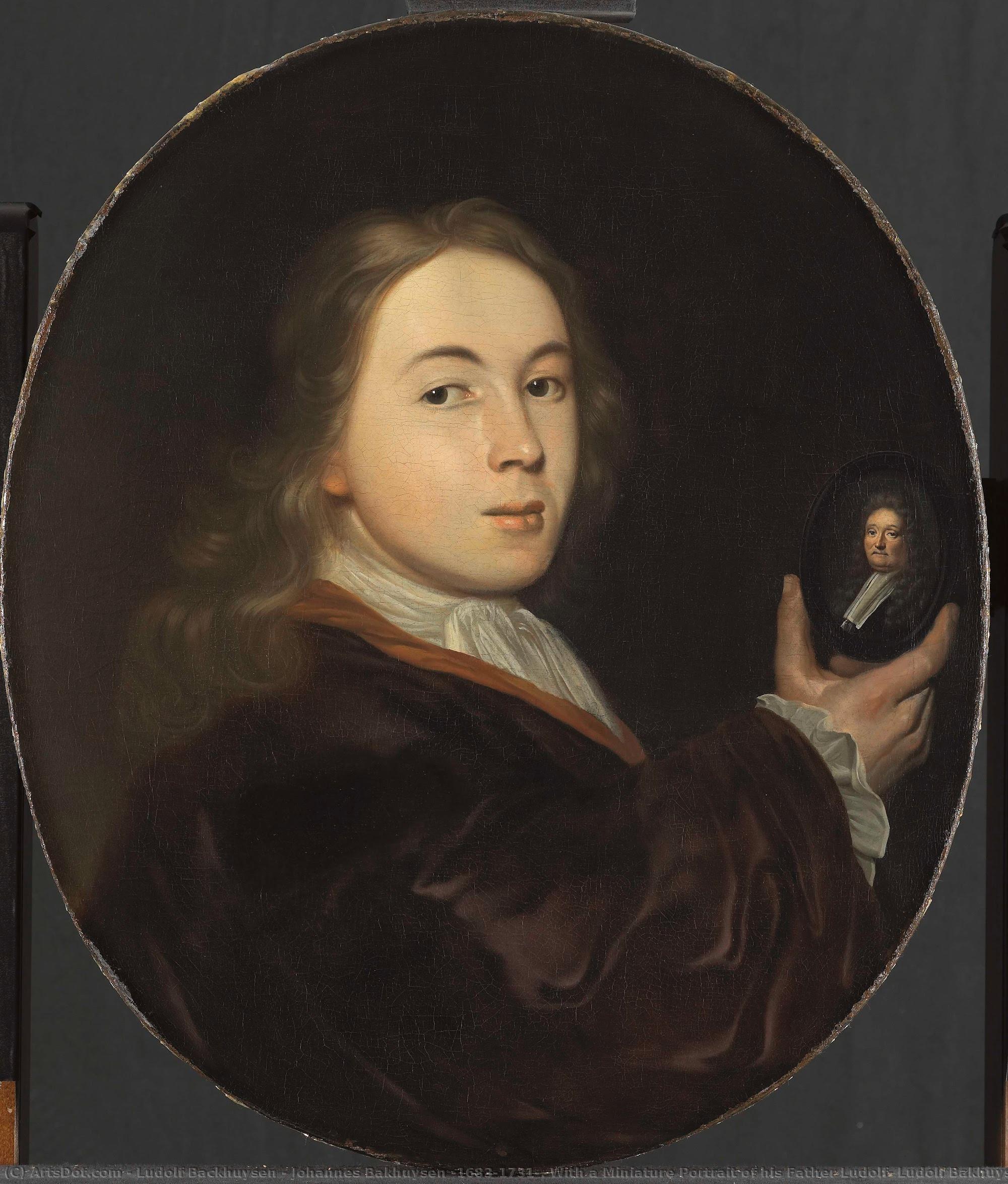 Johannes Bakhuysen (1683-1731). With A Miniature Portrait Of His Father Ludolf, Ludolf Bakhuysen, 1699 - 1708 — Ludolf Backhuysen