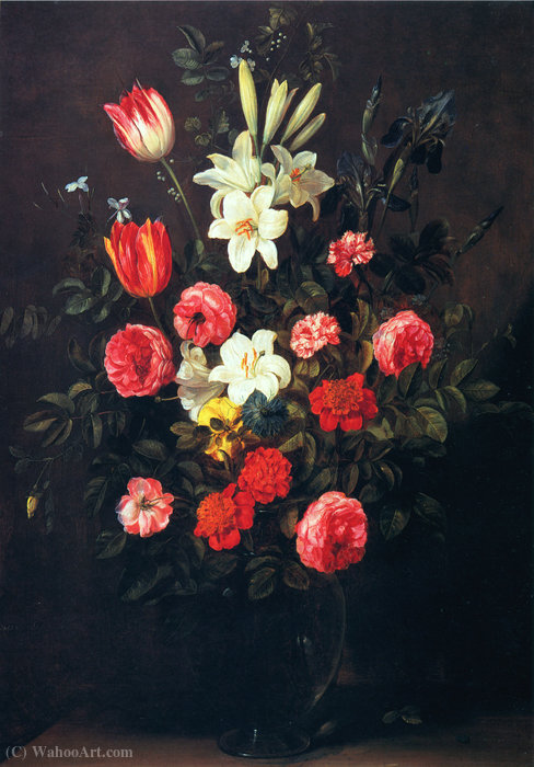 Bouquet Of Flowers In A Glass Vase (90 X 64.5) (private Collection) — Frans Ykens