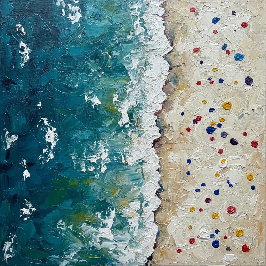 Fragmented Tides Of Azure And Sand In A Singular Impasto Masterpiece — Christian Noiret
