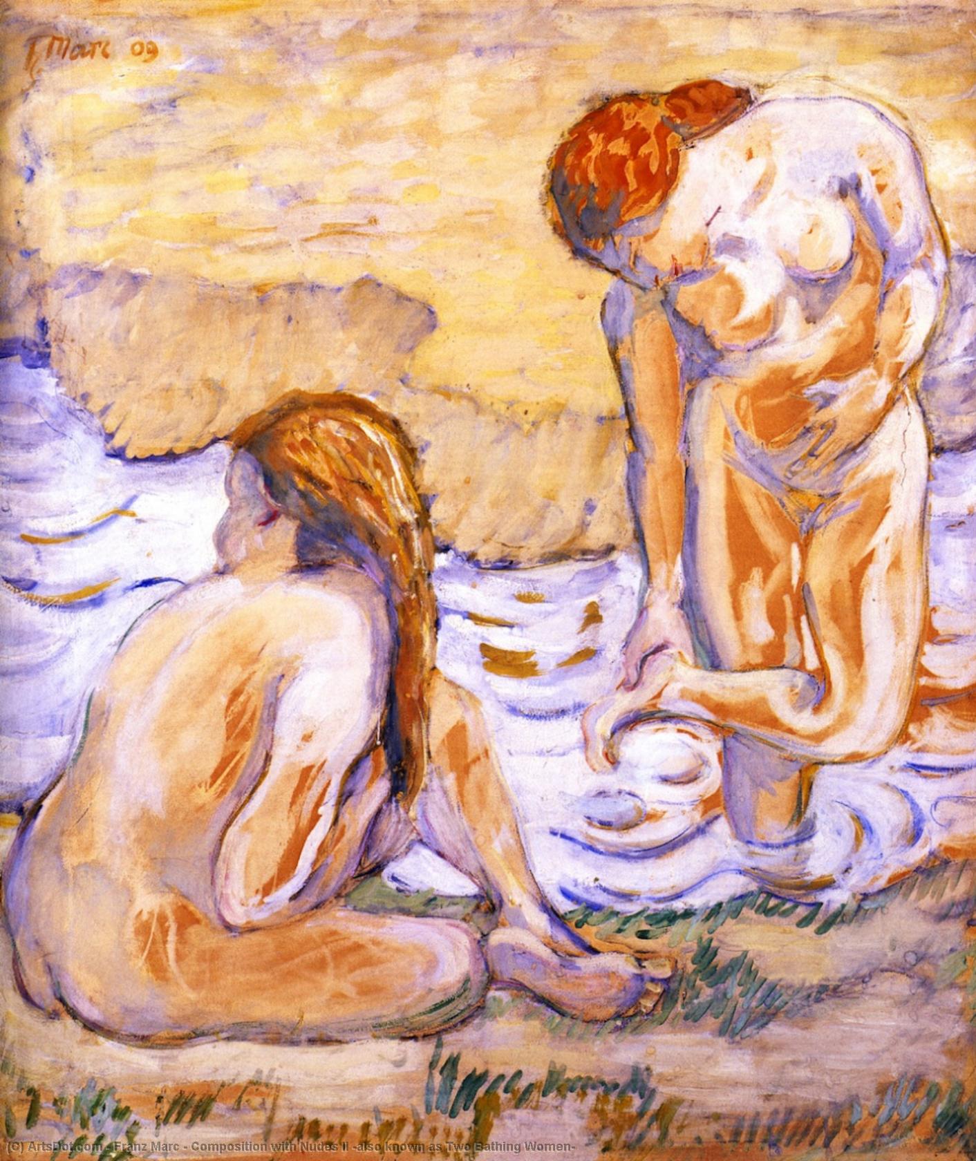 Komposition Mit Nackten Ii (auch Bekannt Als Zwei Bädernde Frauen) — Franz Marc