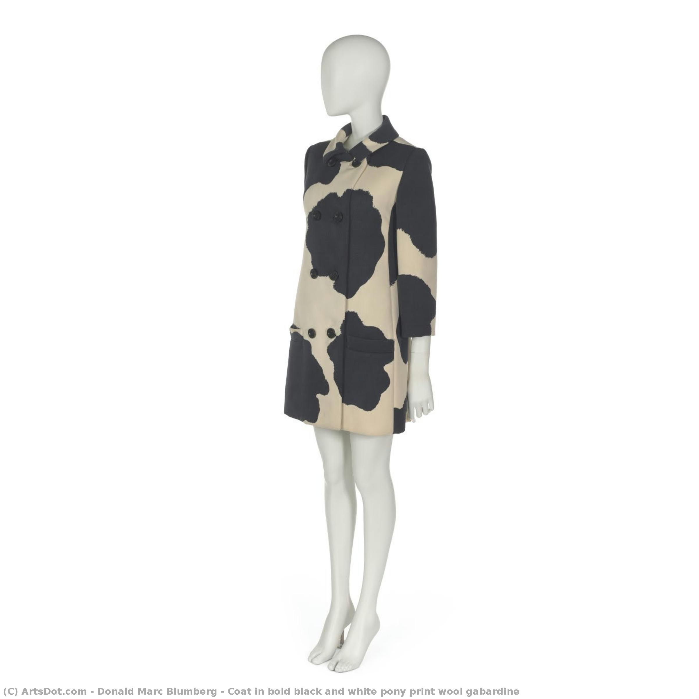 Coat In Bold Black And White Pony Print Wool Gabardine — Donald Marc Blumberg