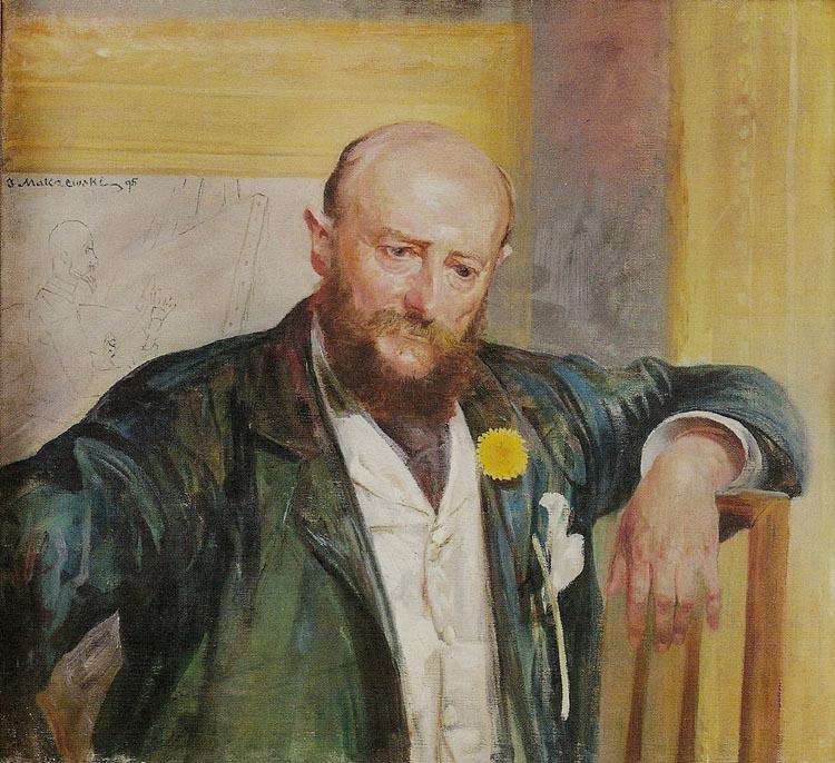 Portrait Of Piotr Dobrzanski With The Artist's Self-caricature — Jacek Malczewski