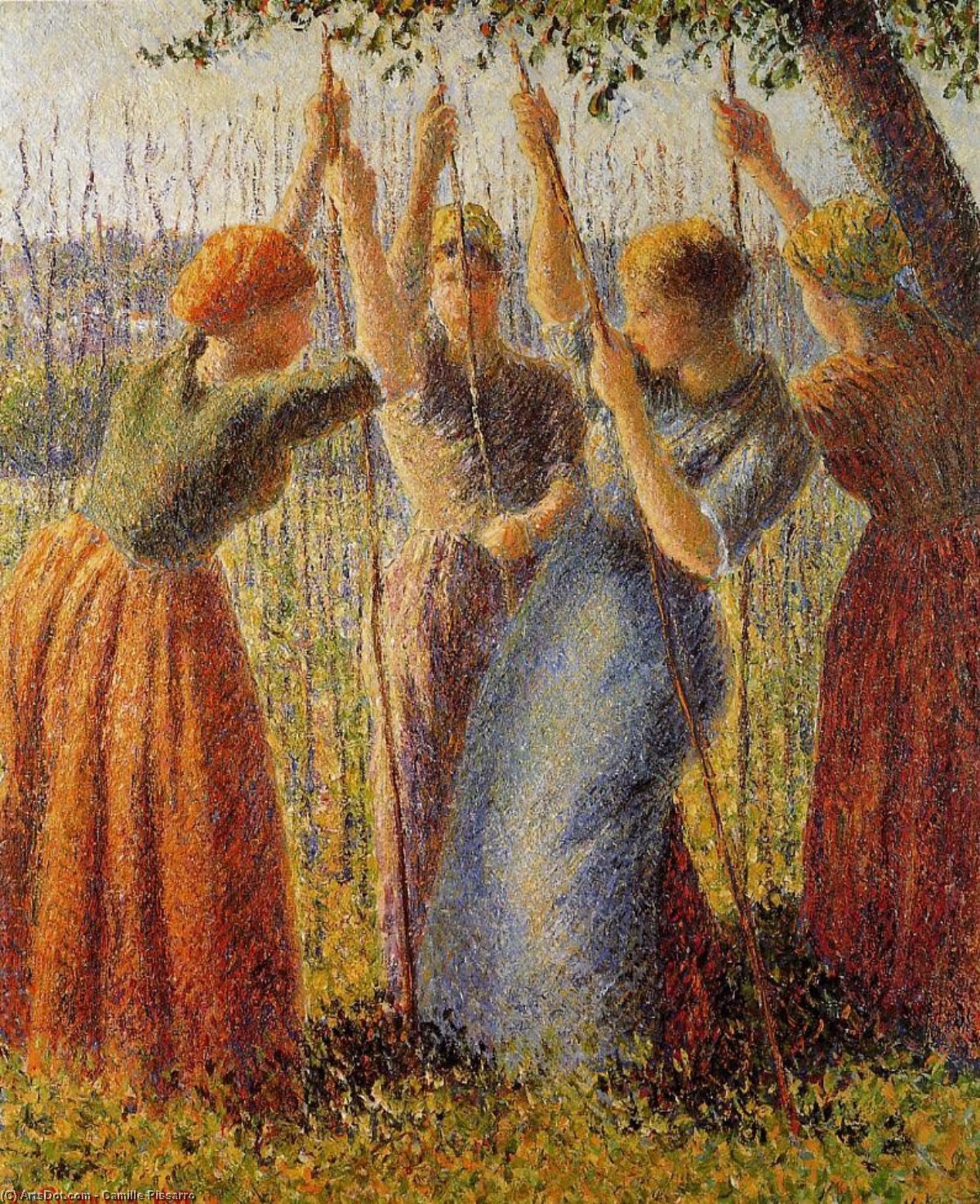 Peasants Planting Pea Sticks — Camille Pissarro