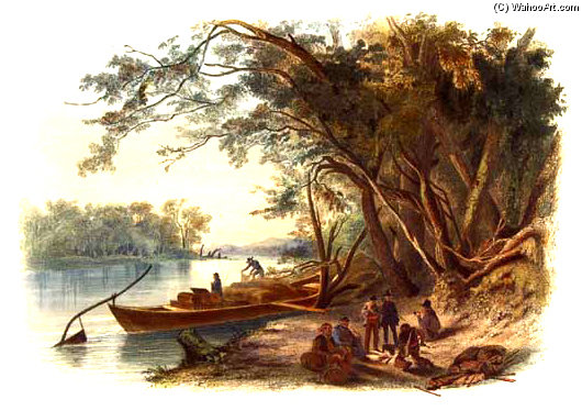 Encampment Of The Travellers On The Missouri — Karl Bodmer
