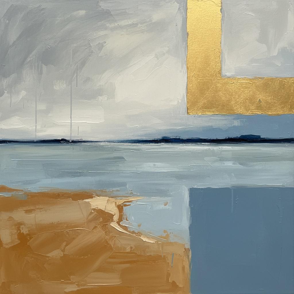 Horizonte Dorado: Un Estudio Monumental De Mareas Abstractas Y Silencio Geométrico Dorado — Laurent Fabre