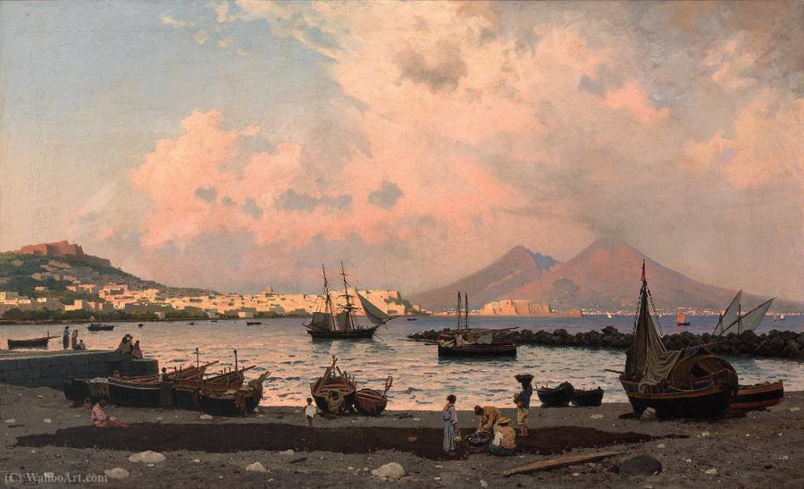 View Over The Gulf Of Naples On The City And Mount Vesuvius — Friedrich Nerly