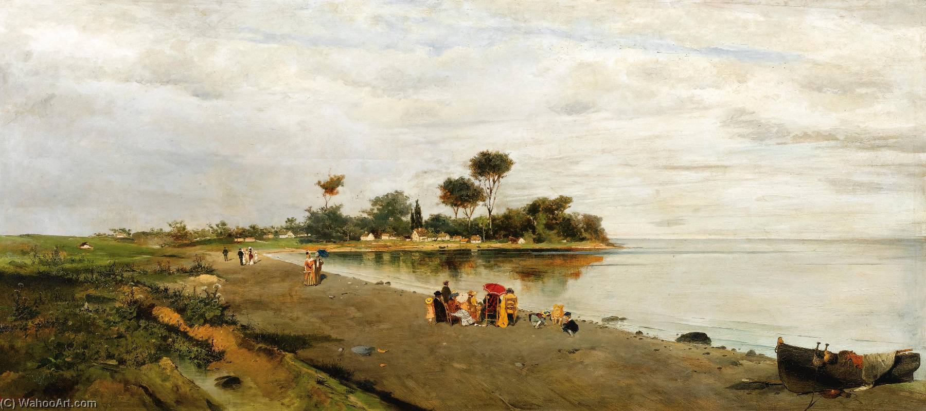 Elegant Figures At The Shore — Konstantinos Volanakis