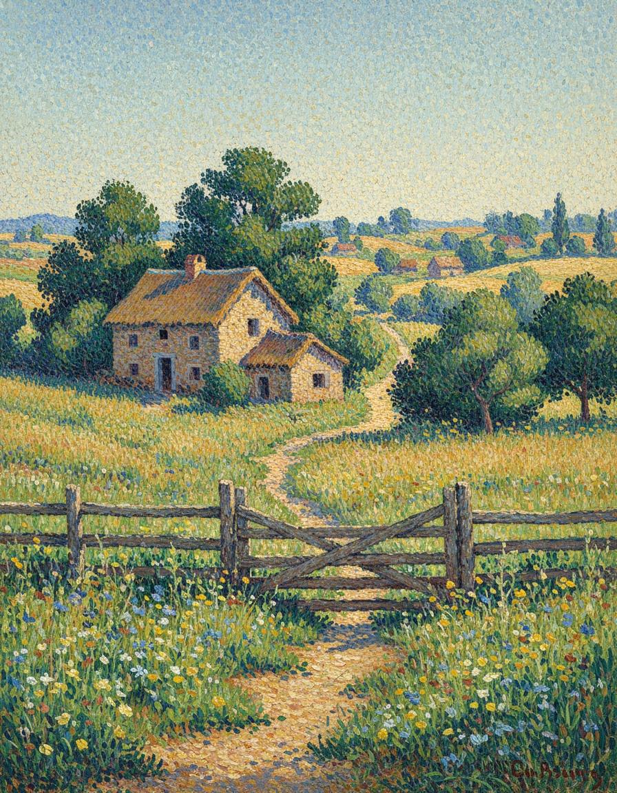 El Camino Dorado Hacia La Soledad: Un Estudio Pastoral Neoimpresionista — Camille Caron
