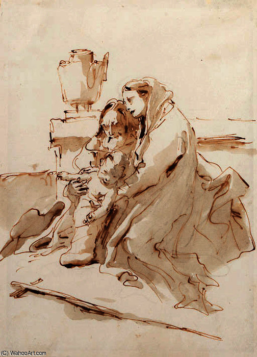 The Holy Family Resting By An Urn — Giambattista Tiepolo