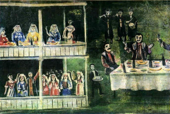 Spree Near The Two-story House (extant Part Of A Picture) — Niko Pirosmani