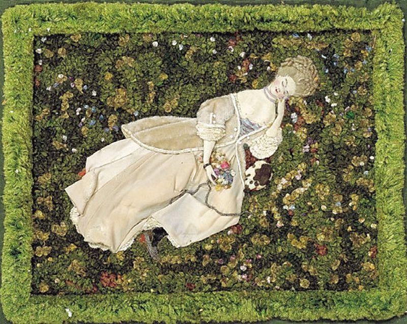 Lady With The Dog, Relaxing On The Lawn — Konstantin Andreevic Somov