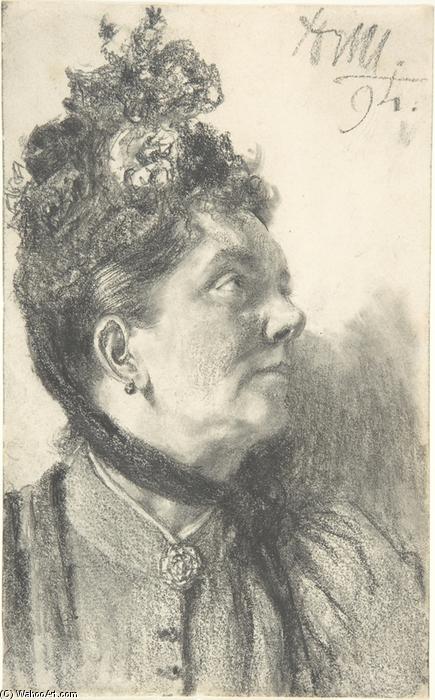 Woman With A Crushed Velvet Hat — Adolph Von Menzel