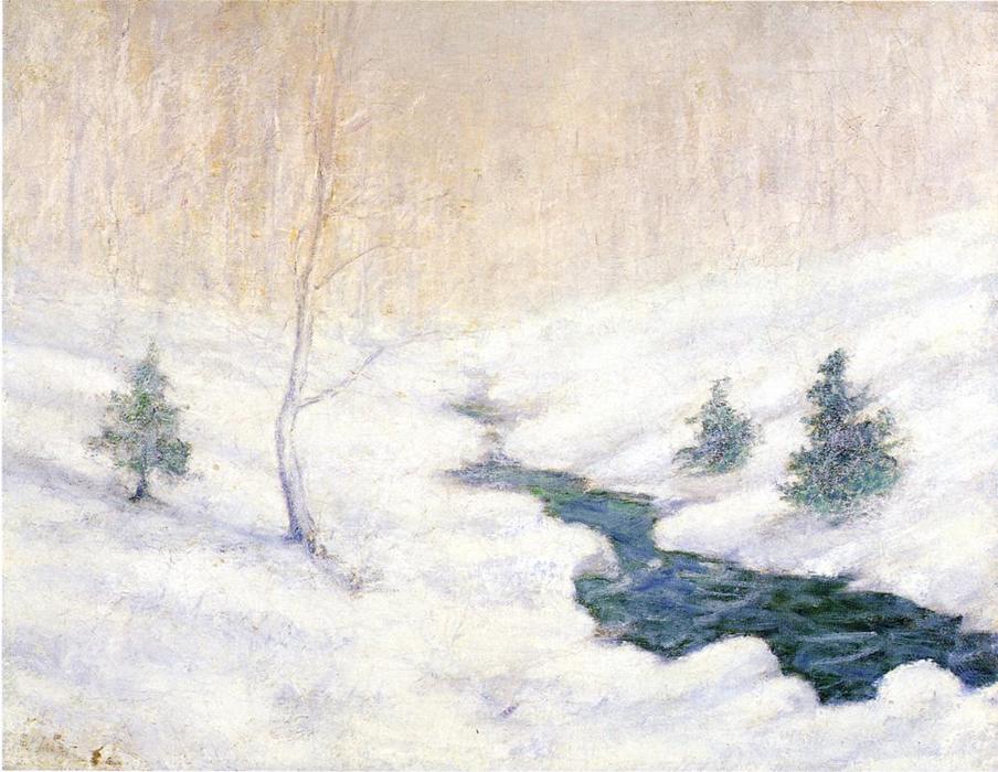 Woodland Stream In A Winter Landscape — John Henry Twachtman