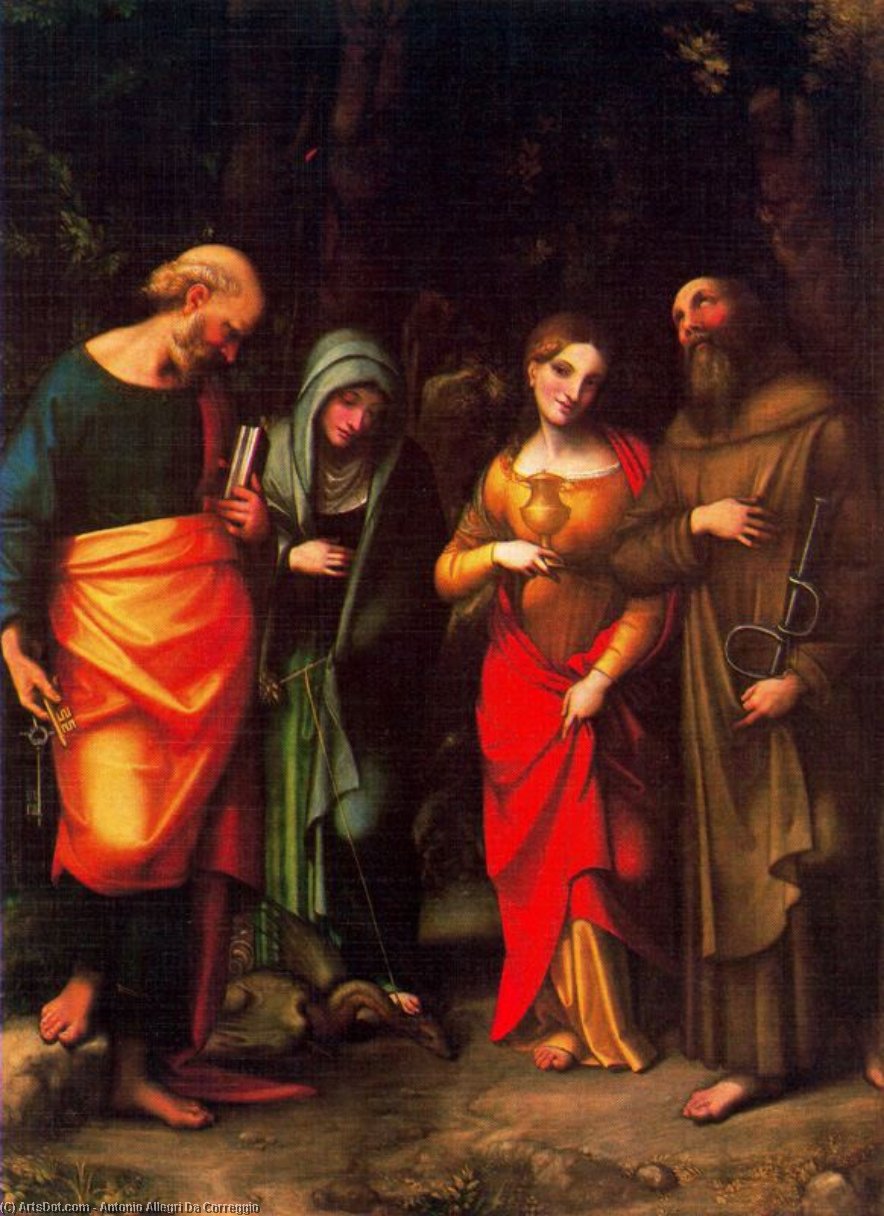 Los Santos Pedro, Marta, Maria Magdalena Y Leonardo — Antonio Allegri Da Correggio