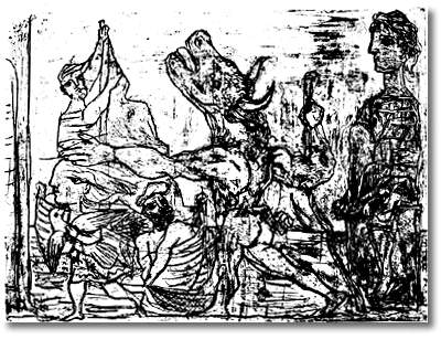 Blind Minotaur Is Guided By Girl — Pablo Picasso