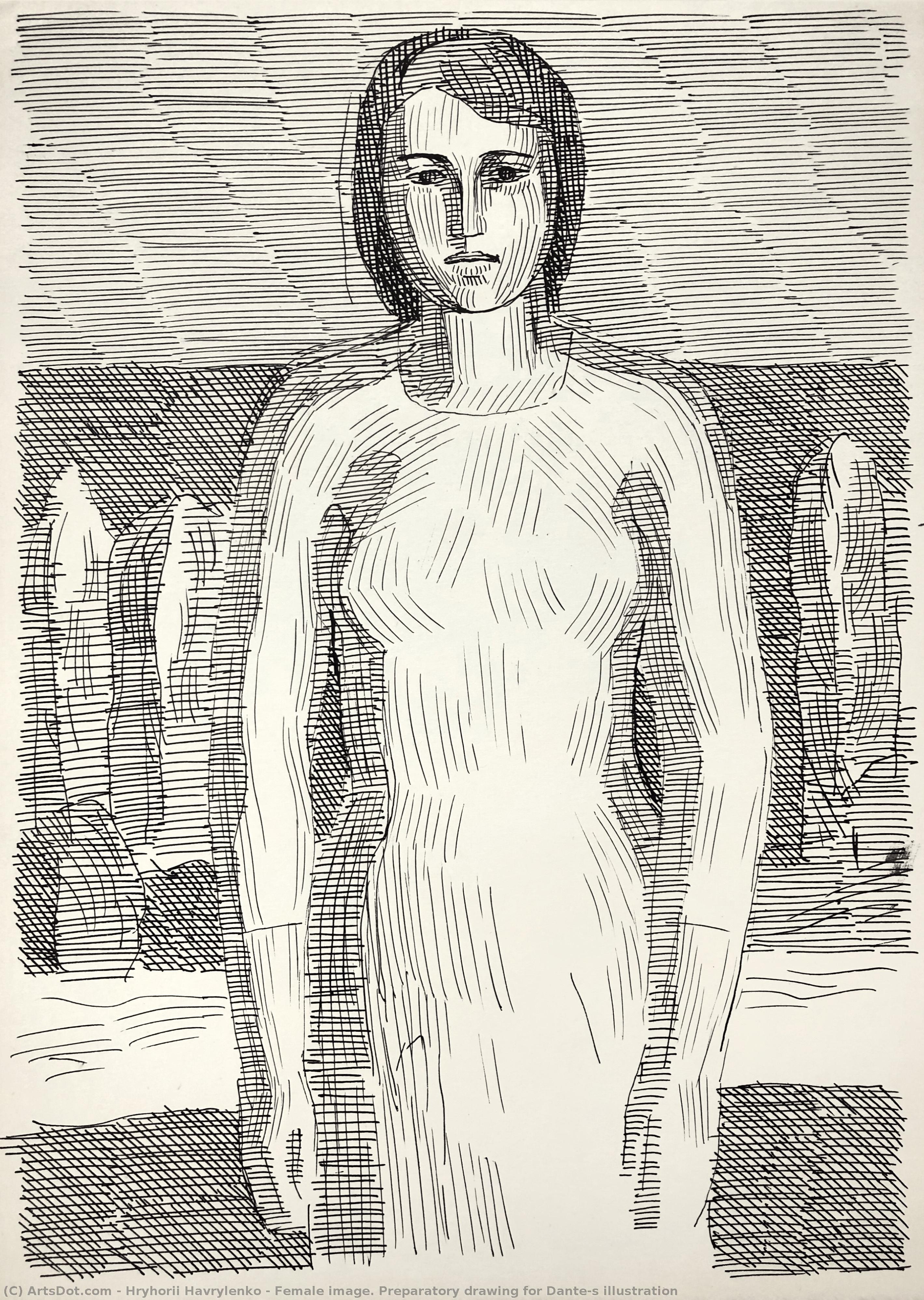 Female Image. Preparatory Drawing For Dante's Illustration — Hryhorii Havrylenko