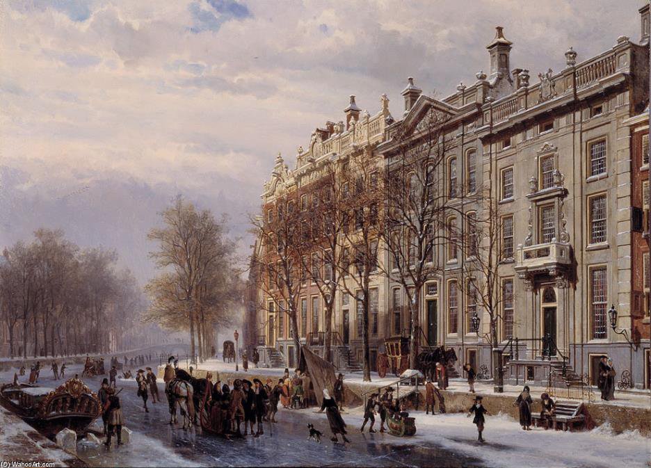 View On The Herengracht Along The Amstel At Amsterdam — Cornelis Springer