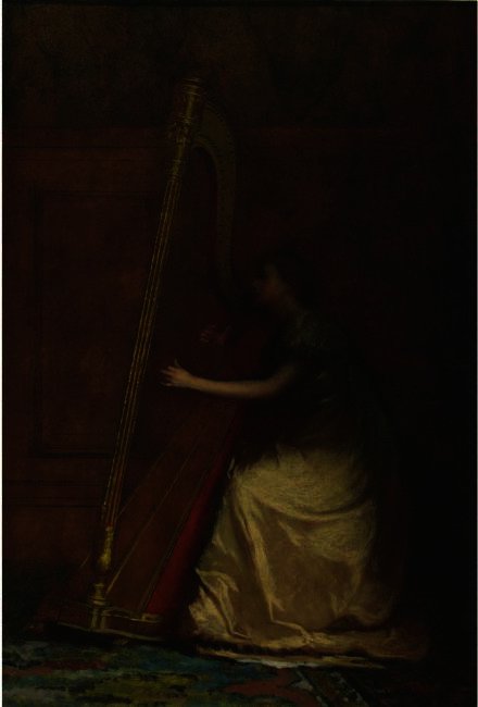 Woman Playing Harp — Džonatan Istmen Džonson