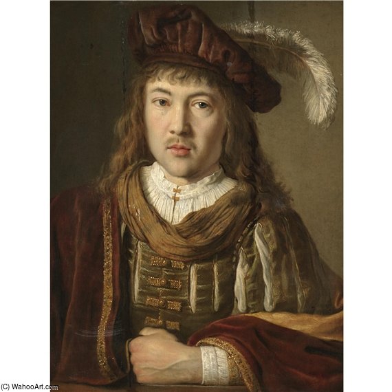 A Portrait Of A Young Man In A Velvet Coat And Plumed Hat — Pieter Harmansz Verelst