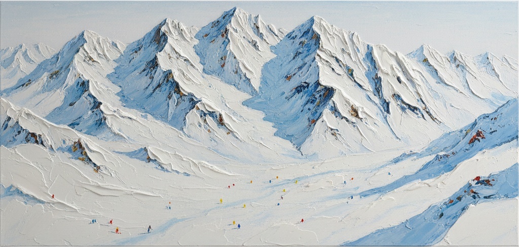 Crestas Glaciales Monolíticas: Un Estudio Monumental En Sombras Cerúleas Y Blanco Impasto — David Moreau
