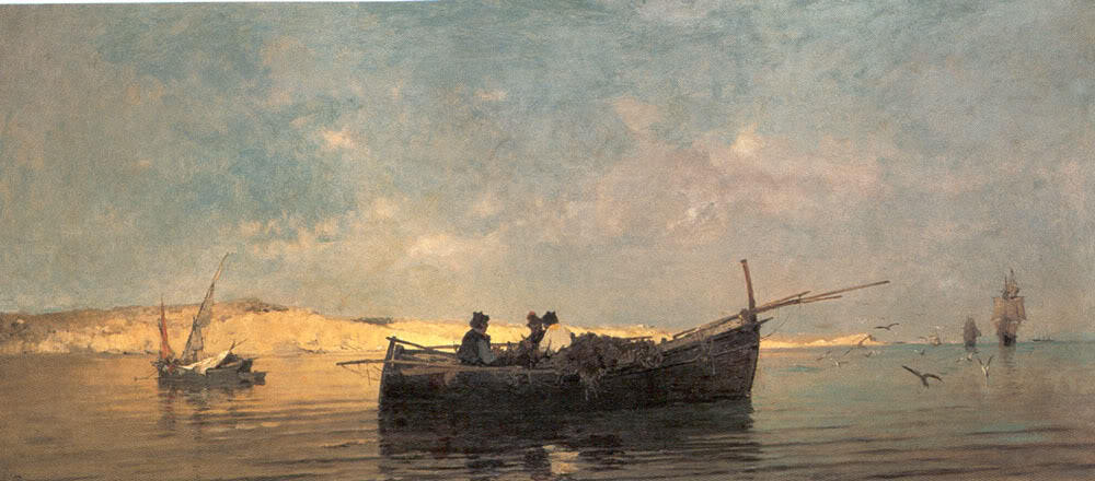 Fishing Boat At Dusk — Konstantinos Volanakis