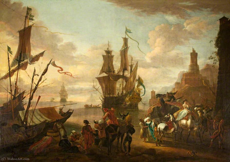A Harbour Scene With Oriental Figures — Hendrik Van Minderhout