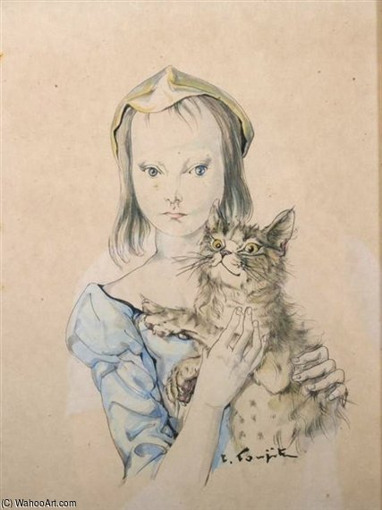 Girl With Kitten — Léonard Tsuguharu Foujita