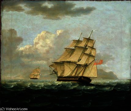 A British Frigate In Pursuit Of A French Frigate — Thomas Buttersworth