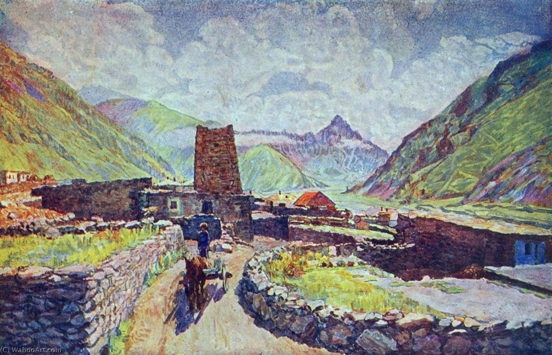Georgia. View Of Mount Kabardzhino And Village — Ilya Ivanovich Mashkov