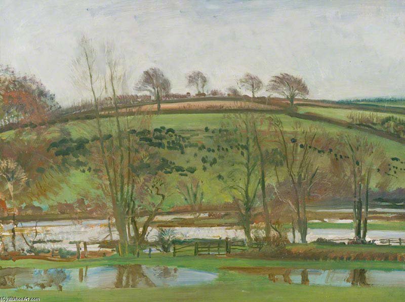 A View Near Withypool, Exmoor, With Flood Water — Sir Alfred James Munnings
