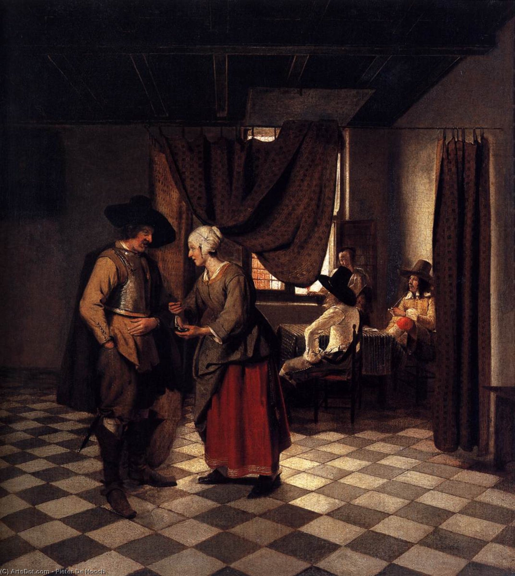 Paying The Hostess — Pieter De Hooch