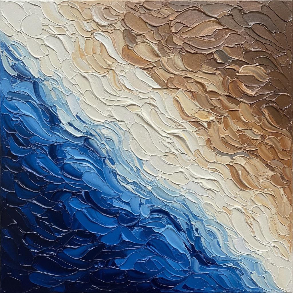 Ätherische Schichten Von Mitternachtsblau Und Ocker In Skulpturaler Impasto-bewegung — Christian Noiret