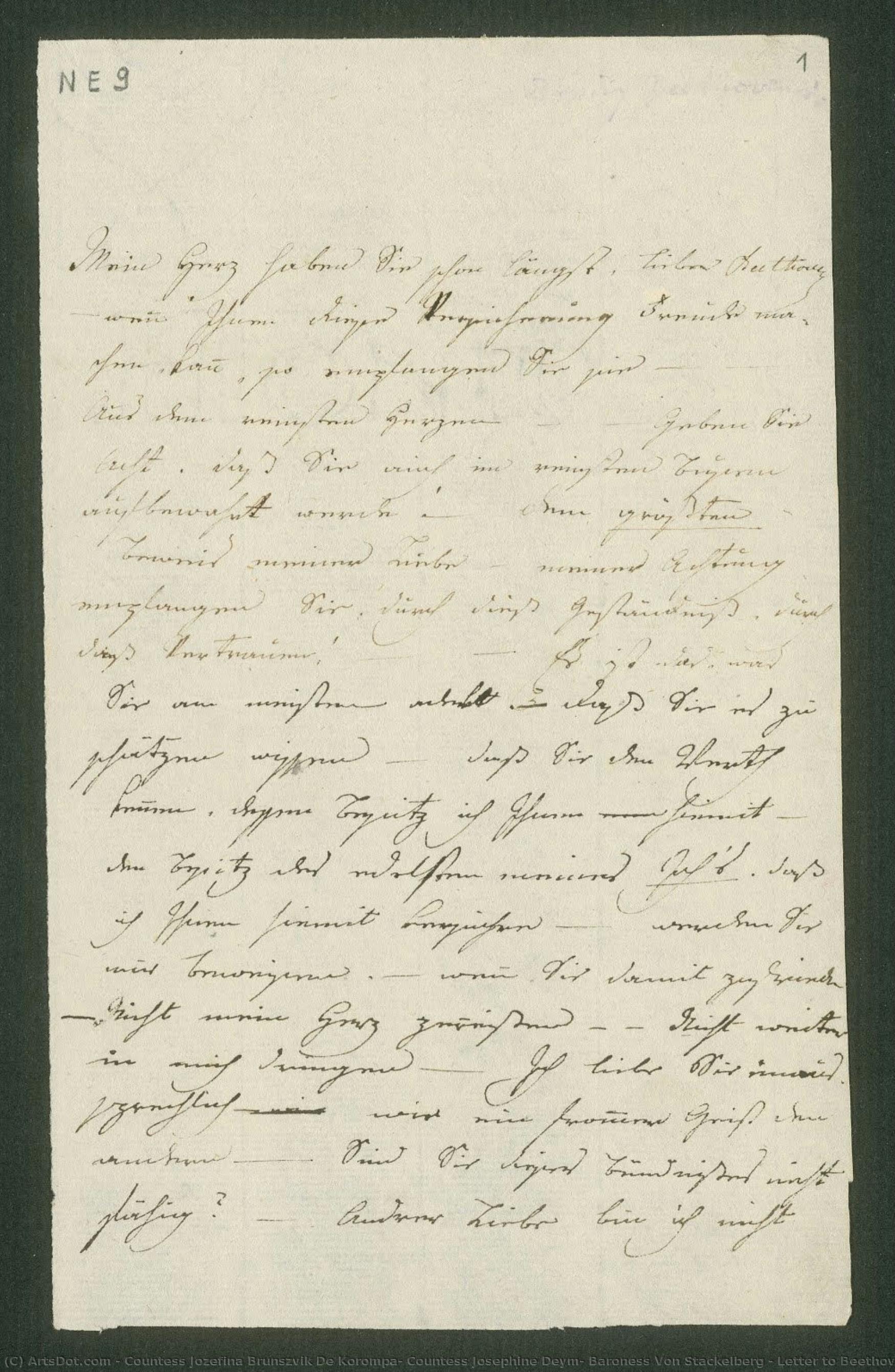 Letter To Beethoven — Countess Jozefina Brunszvik De Korompa, Countess Josephine Deym, Baroness Von Stackelberg