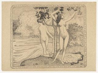 Two Nude Bathers Under A Tree At The Water's Edge (deux Baigneuses Nues Sous Un Arbre Au Bord De L'eau) — Aristide Maillol