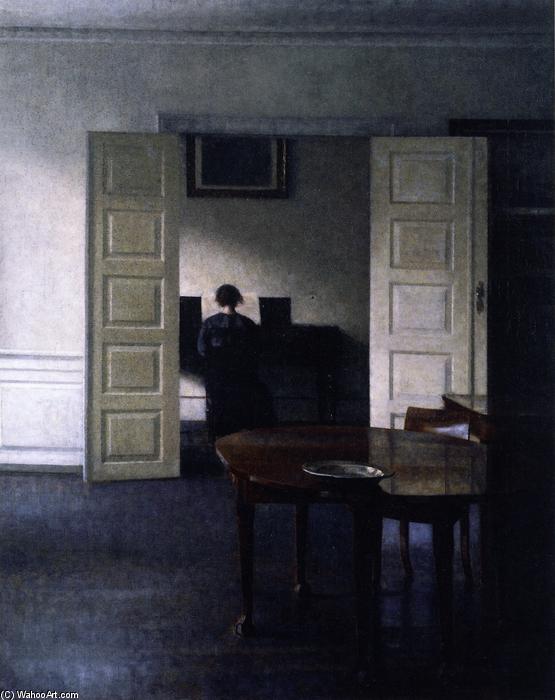 Interior With Ida Playing The Piano — ヴィルヘルム・ハンマースホイ