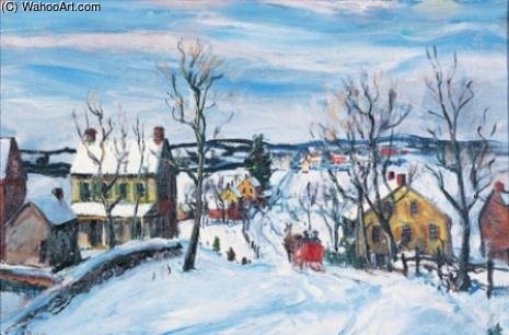 Pennsylvania Winter Landscape With Horse And Sleigh — Walter Emerson Baum