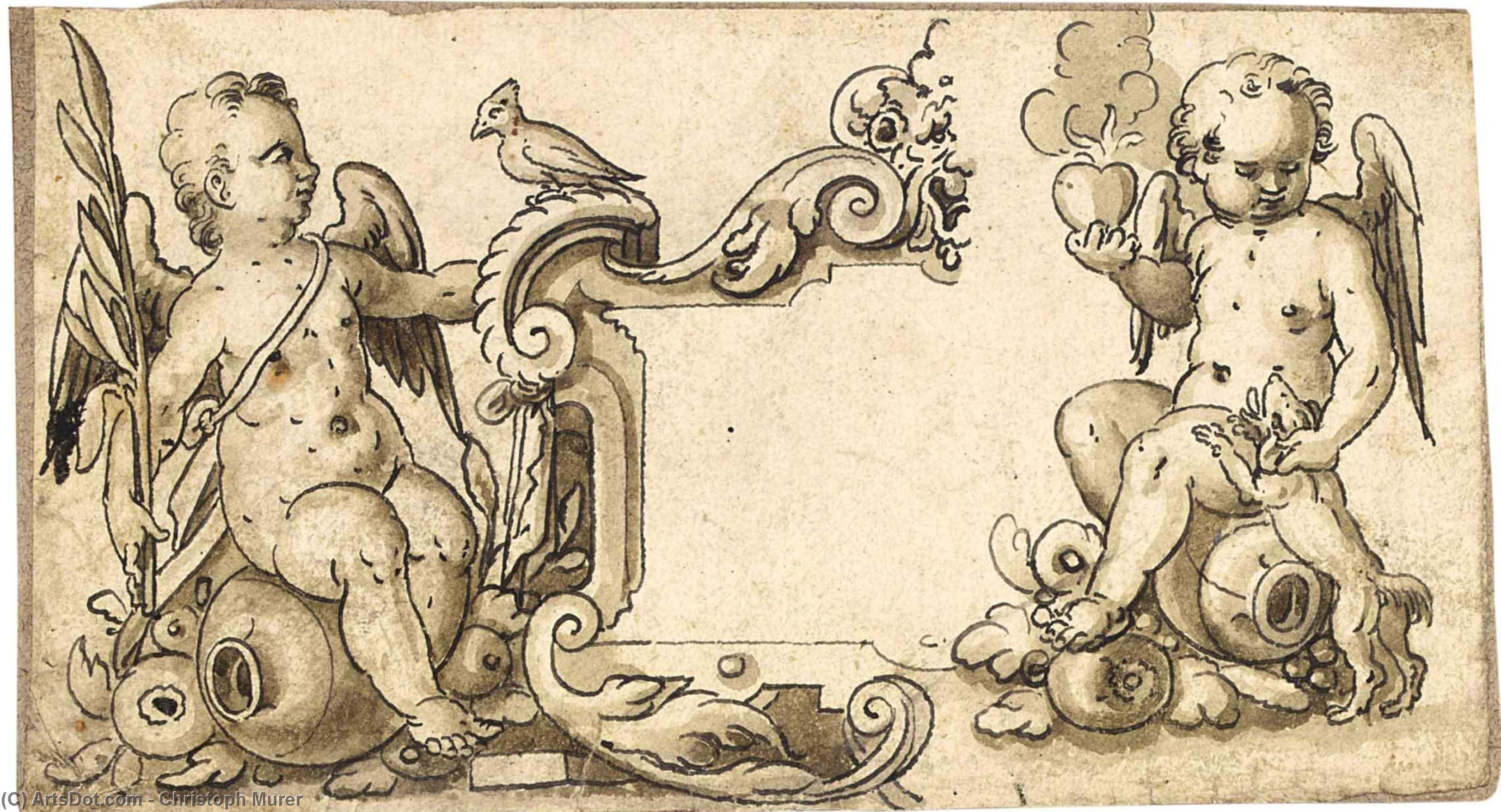 Study Of Two Putti And A Part Of A Cartouche — Christoph Murer