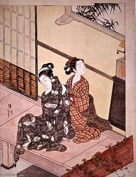 The Evening Bell Of The Clock, One Of A Series Of 'eight Parlour Scenes', — Suzuki Harunobu