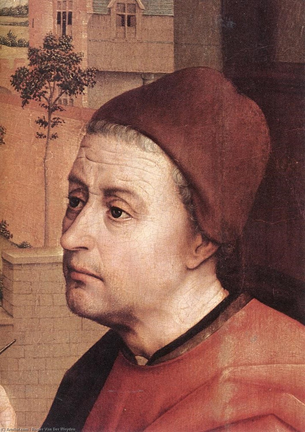 Der Heilige Lukas Zeichnet Ein Porträt Der Madonna (detail) — Rogier Van Der Weyden