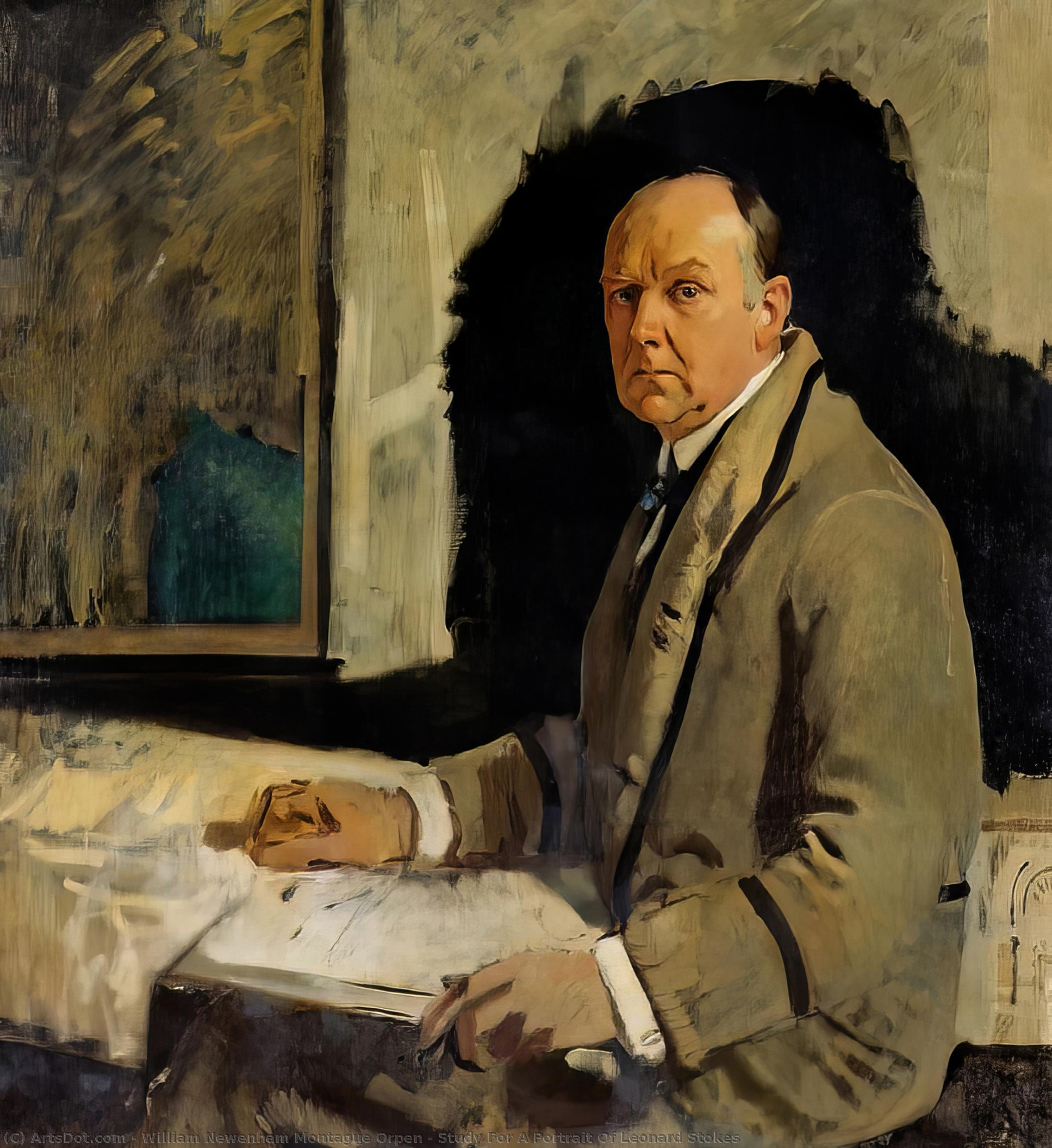 Study For A Portrait Of Leonard Stokes — Sir William Newenham Montague Orpen