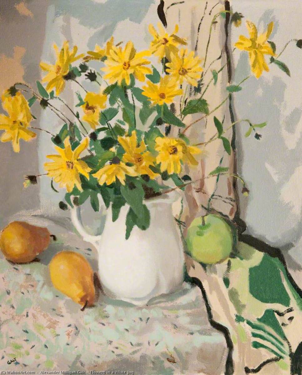 Flowers In A White Jug — Alexander Milligan Galt