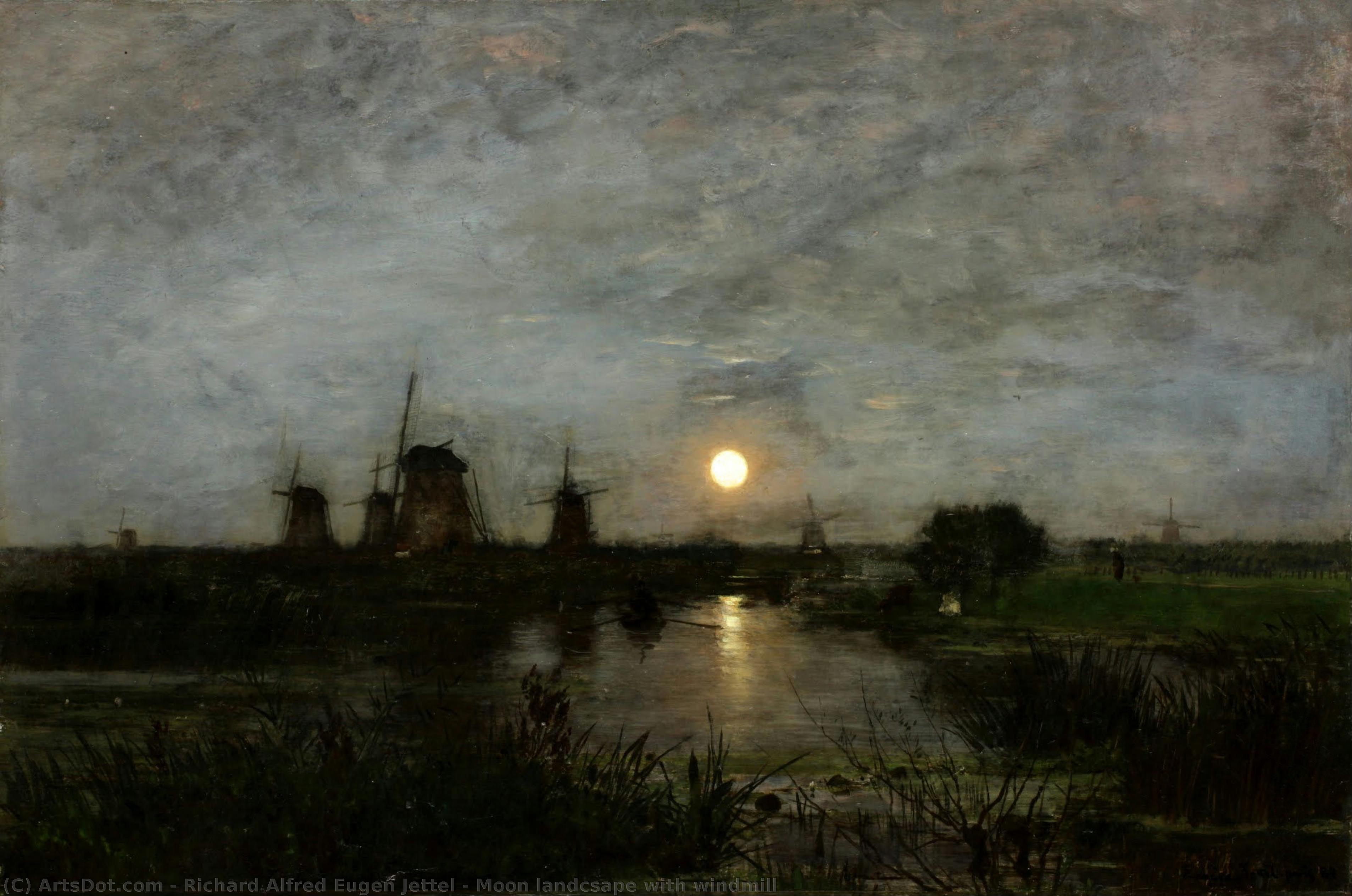 Moon Landcsape With Windmill — Richard Alfred Eugen Jettel