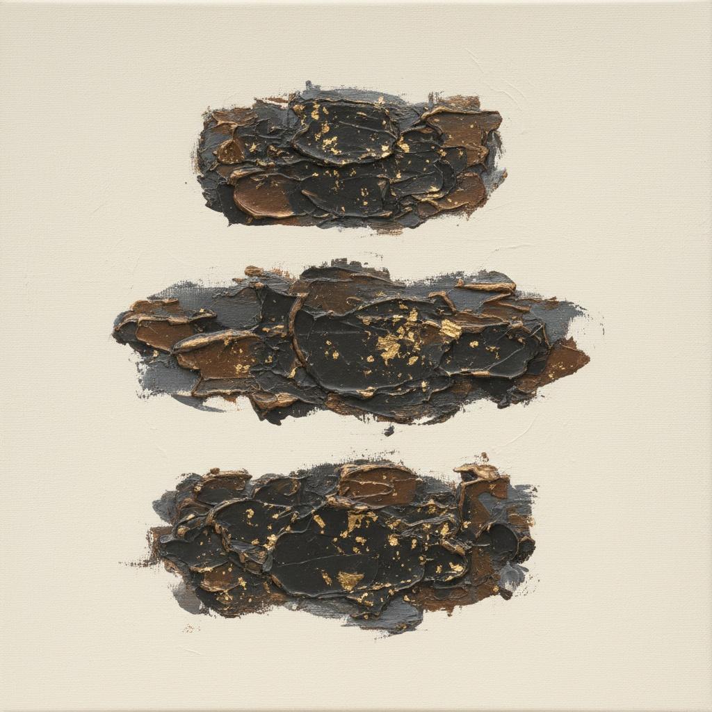 Monolithic Strata In Charcoal And Gilded Earth: A Singular Sculptural Impasto Masterpiece — David Moreau