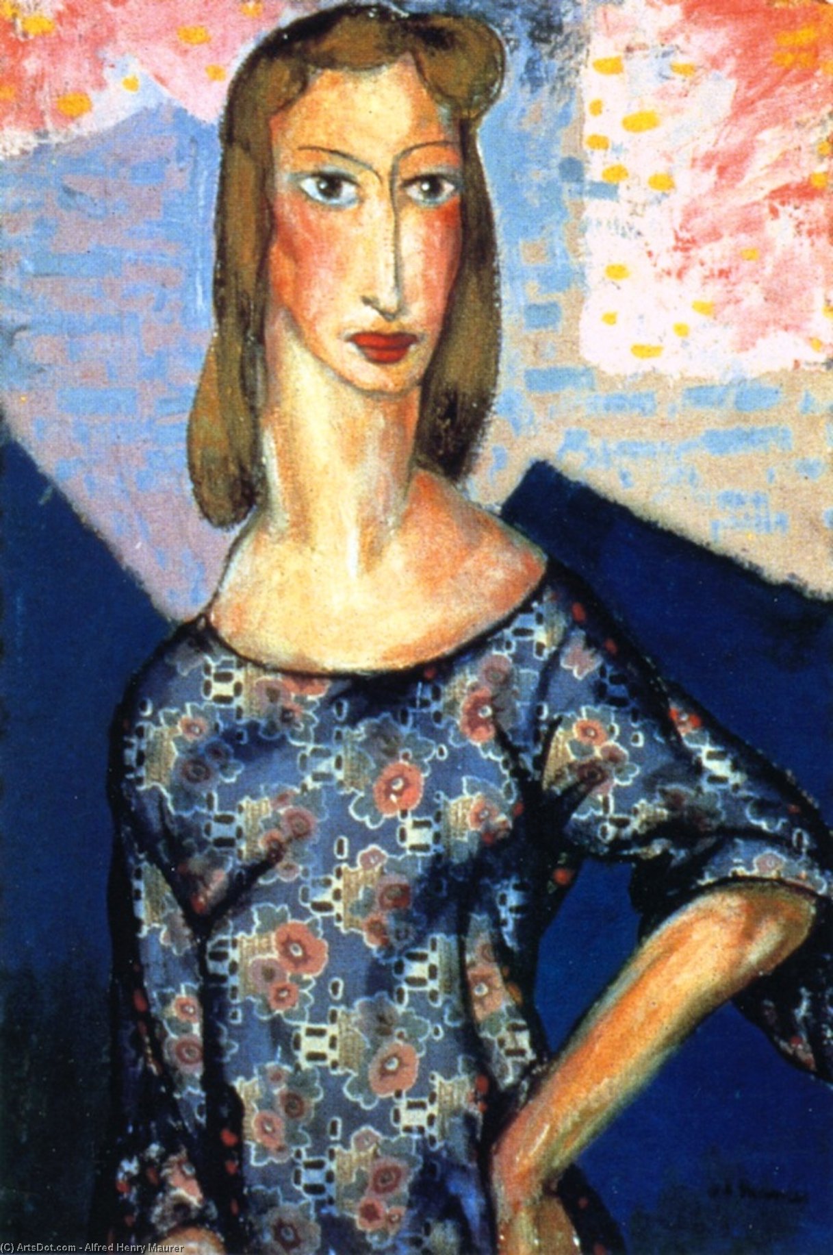 Portrait Of A Girl In A Flowered Dress — Alfred Henry Maurer